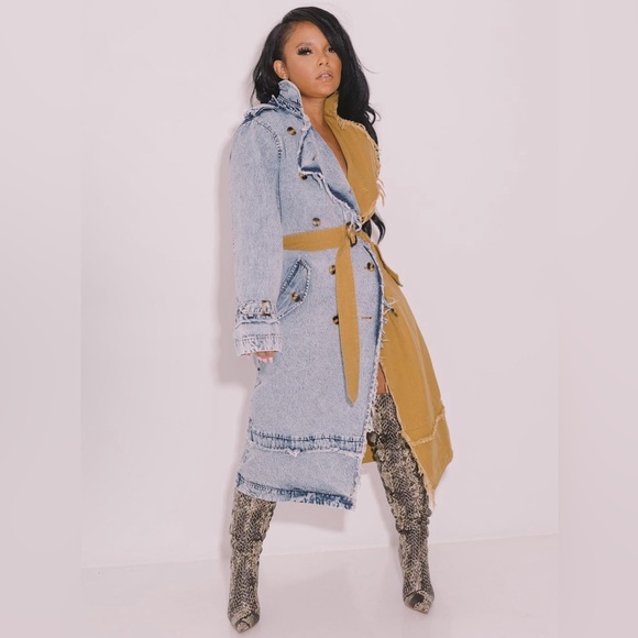 Jackets & Blazers - Denim and Mustard Trench Coat. Never Worn, Still with tags.
